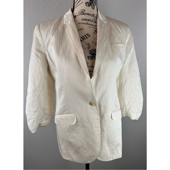 Elizabeth and James White Ruched Short Sleeved Blazer Jacket, Small / 6 US - Picture 5 of 13